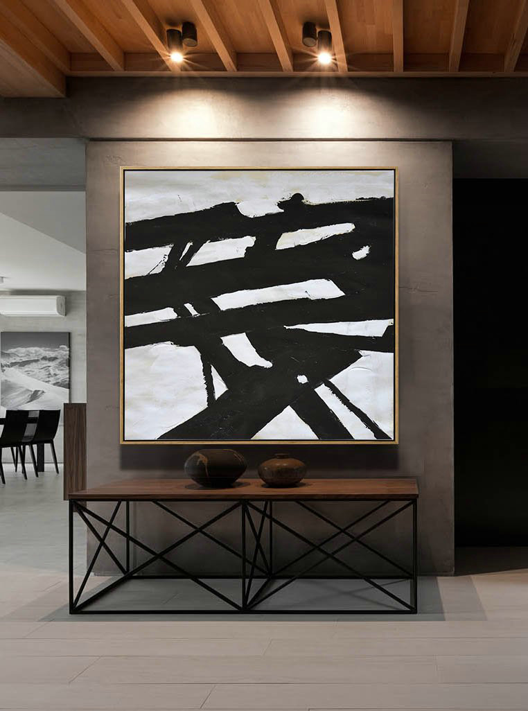 Extra Large Acrylic Painting On Canvas,Oversized Palette Knife Minimalist Painting On Canvas - Canvas Wall Art
